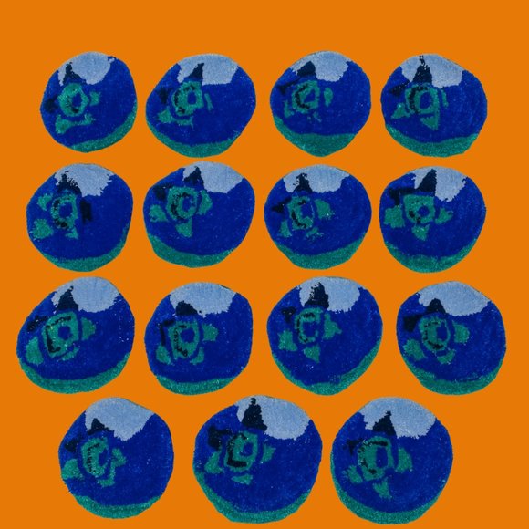 Blueberry Mini Tufted Rug w/ Up-cycled Quilted Back, Handmade by Coco - Picture 3 of 6